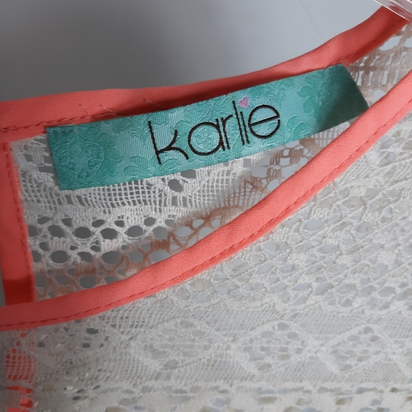 Karlie Women's Size Medium Ivory Lace Top Blouse - Picture 5 of 6